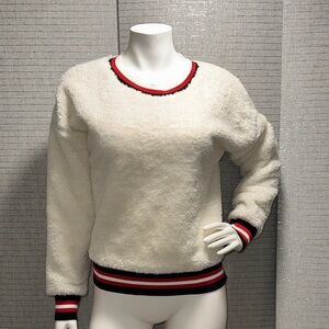 Evereve Cream Sweater with Red and Black Trim